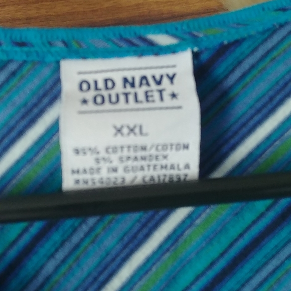 3/$25 Women's Old Navy V Neck Tee Blue Purple Teal Stripe Size XXL Y2K 90s - Picture 2 of 2